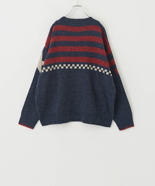 CUBE SUGAR（キューブシュガー）の「アンティークニット星条旗プルオーバー（ニット/セーター・レディース・ネイビー/ナチュラル・M）」の22枚目の写真