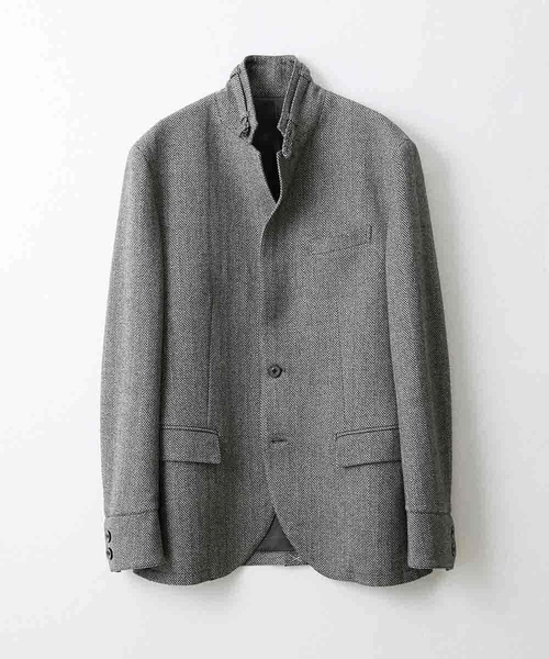 MICHEL KLEIN HOMME (ミッシェルクランオム)の「【2023年モデル】ランダムへリンボン柄コンバーチブルジャケット(テーラードジャケット・メンズ・ダークグレー・LARGE/MEDIUM/X-LARGE)」の1枚目の写真