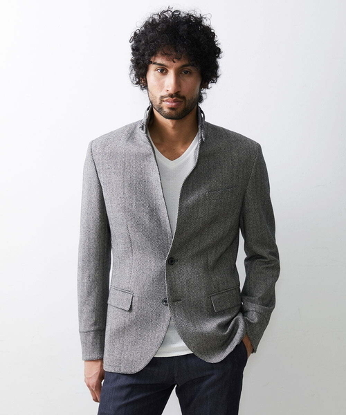 MICHEL KLEIN HOMME (ミッシェルクランオム)の「【2023年モデル】ランダムへリンボン柄コンバーチブルジャケット(テーラードジャケット・メンズ・ダークグレー・LARGE/MEDIUM/X-LARGE)」の3枚目の写真