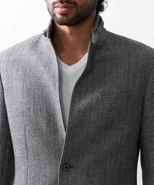 MICHEL KLEIN HOMME (ミッシェルクランオム)の「【2023年モデル】ランダムへリンボン柄コンバーチブルジャケット(テーラードジャケット・メンズ・ダークグレー・LARGE/MEDIUM/X-LARGE)」の6枚目の写真