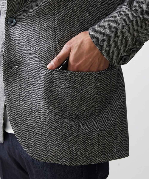 MICHEL KLEIN HOMME (ミッシェルクランオム)の「【2023年モデル】ランダムへリンボン柄コンバーチブルジャケット(テーラードジャケット・メンズ・ダークグレー・LARGE/MEDIUM/X-LARGE)」の8枚目の写真