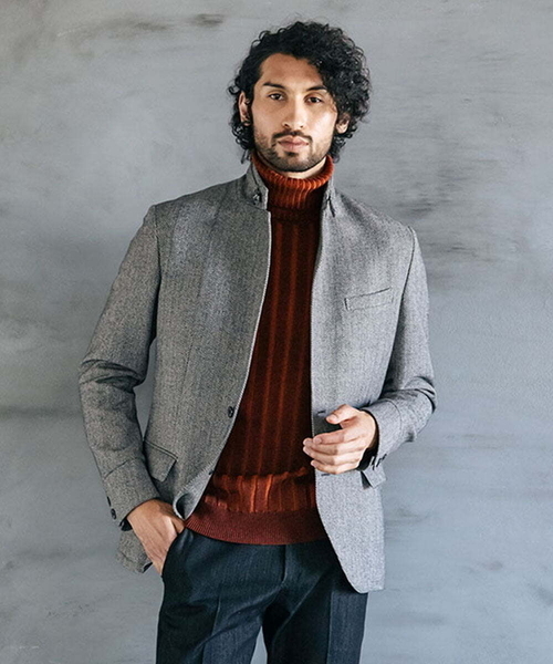 MICHEL KLEIN HOMME (ミッシェルクランオム)の「【2023年モデル】ランダムへリンボン柄コンバーチブルジャケット(テーラードジャケット・メンズ・ダークグレー・LARGE/MEDIUM/X-LARGE)」の13枚目の写真