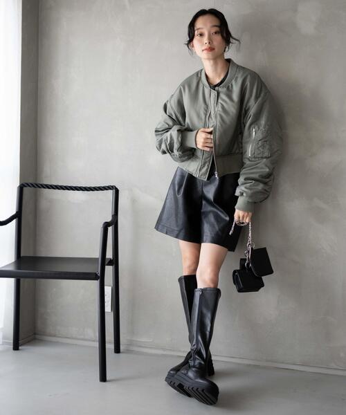 WEGO（ウィゴー）の「WEGO/ショートMA-1（MA-1・レディース・ブラック/カーキ・FREE）」の4枚目の写真