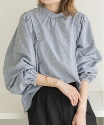 ウィングショルダー バンドカラー ブラウス