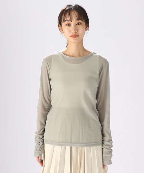 niko and...(ニコアンド)の「ベロアメッシュシャーリングTシャツ(Tシャツ/カットソー・レディース・グレー/ライトブルー/アイボリー・FREE)」の8枚目の写真