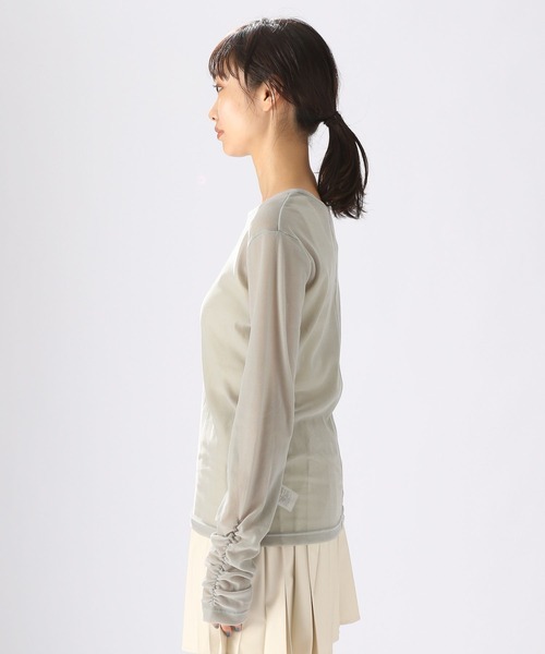 niko and...(ニコアンド)の「ベロアメッシュシャーリングTシャツ(Tシャツ/カットソー・レディース・グレー/ライトブルー/アイボリー・FREE)」の9枚目の写真