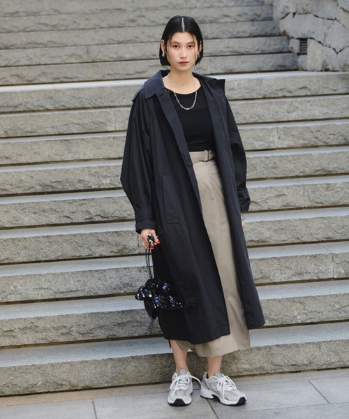 Doux archives（ドゥアルシーヴ）の「フーディーロングトレンチコート（トレンチコート・レディース・キャメル/ブルーグレー/ブラック・FREE）」の14枚目の写真