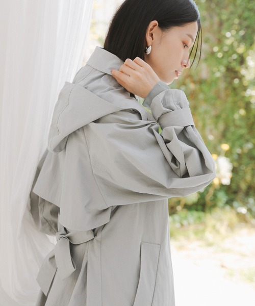 Doux archives（ドゥアルシーヴ）の「フーディーロングトレンチコート（トレンチコート・レディース・キャメル/ブルーグレー/ブラック・FREE）」の21枚目の写真