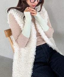 bicolor rib knit tops/バイカラーリブニットクルーネックトップス