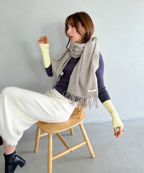 セール】bicolor rib knit tops／バイカラーリブニットクルー
