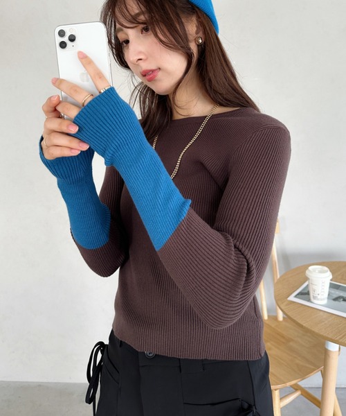 ニット セーター BI-COLOR RIB TOP / バイカラーリブトップ レディース 3843200_base.jpg