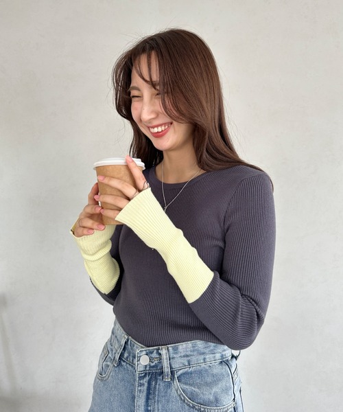 ニット セーター BI-COLOR RIB TOP / バイカラーリブトップ レディース 3843200_base.jpg