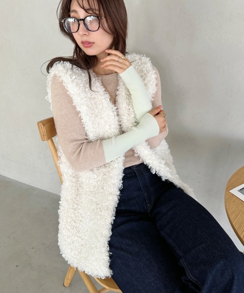 即完売品　マーク＆ロナ　バイカラーセーター セール】【ZOZO限定】バイカラー ウェーブデザイン