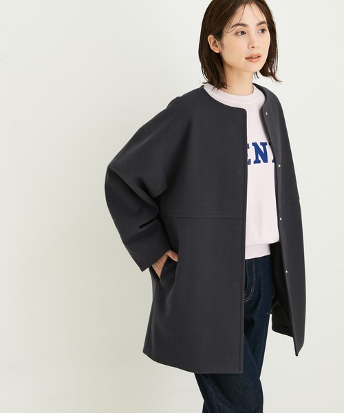 le cercle ADAM ET ROPE'(ルセルクルアダムエロペ)の「ジャージメルトンミドル丈コート(その他アウター・レディース・ブラウン系その他3/ラベンダー/チャコールグレー/キナリ・FREE)」の22枚目の写真