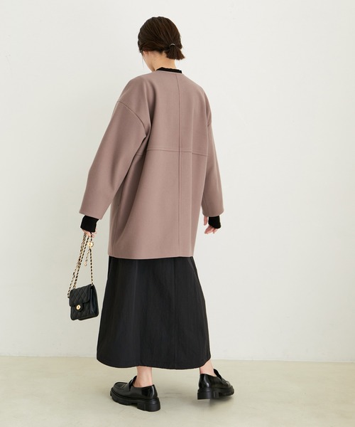 le cercle ADAM ET ROPE'(ルセルクルアダムエロペ)の「ジャージメルトンミドル丈コート(その他アウター・レディース・ブラウン系その他3/ラベンダー/チャコールグレー/キナリ・FREE)」の9枚目の写真