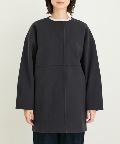 le cercle ADAM ET ROPE'(ルセルクルアダムエロペ)の「ジャージメルトンミドル丈コート(その他アウター・レディース・ブラウン系その他3/ラベンダー/チャコールグレー/キナリ・FREE)」の10枚目の写真