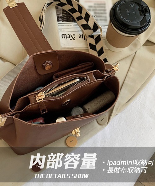 Miniministore(ミニミニストア)の「ショルダーバッグ 斜めがけ バケツバッグ(ショルダーバッグ・レディース・ブラック/ダークブラウン/ブラウン/ホワイト・フリー)」の17枚目の写真