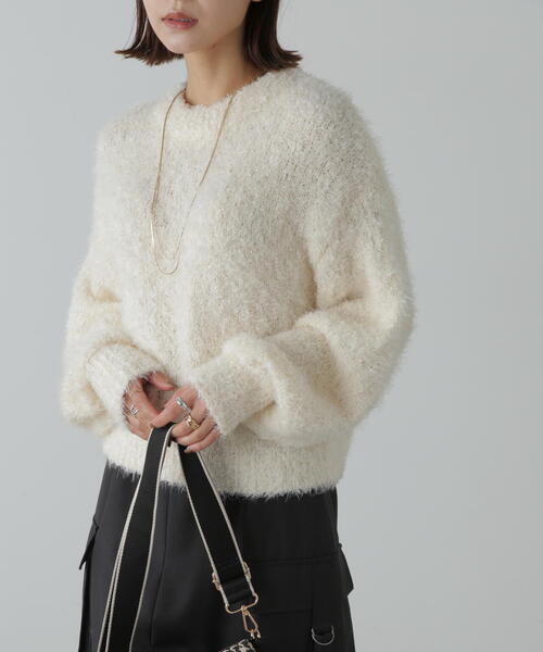 FREE'S MART(フリーズマート)の「ラメフェザーショート丈ニット(ニット/セーター・レディース・ホワイト/ピンク/グレー・FREE)」の21枚目の写真