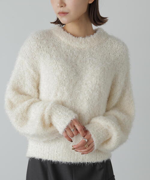 FREE'S MART(フリーズマート)の「ラメフェザーショート丈ニット(ニット/セーター・レディース・ホワイト/ピンク/グレー・FREE)」の17枚目の写真