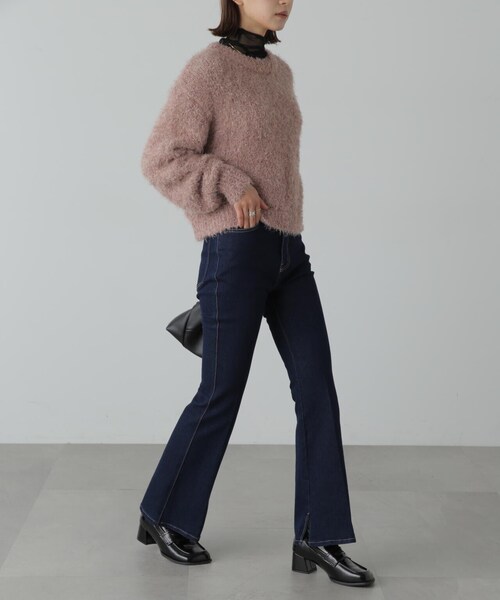 FREE'S MART(フリーズマート)の「ラメフェザーショート丈ニット(ニット/セーター・レディース・ホワイト/ピンク/グレー・FREE)」の7枚目の写真