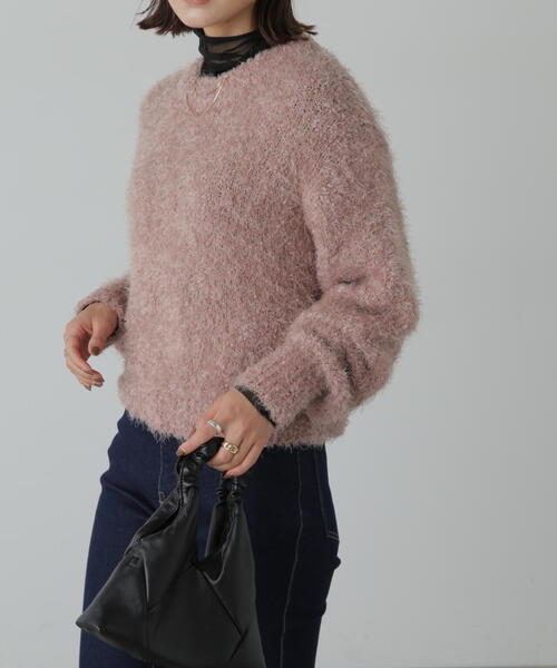 FREE'S MART(フリーズマート)の「ラメフェザーショート丈ニット(ニット/セーター・レディース・ホワイト/ピンク/グレー・FREE)」の6枚目の写真