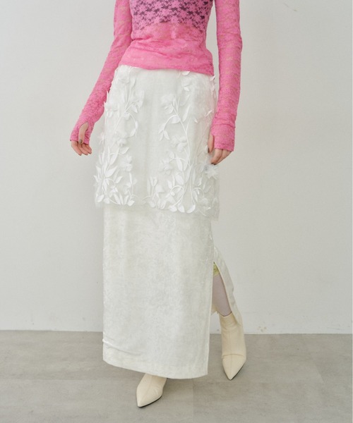 yae（ヤエ）の「Clash velours skirt/クラッシュベロアスカート（スカート・レディース・シルバー/ブラック/ホワイト/ネイビー・36/38）」の21枚目の写真