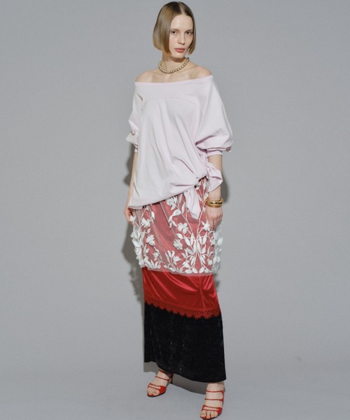yae Clash Velours Skirt ピンク Clash velours skirt/クラッシュベロアスカート（スカート