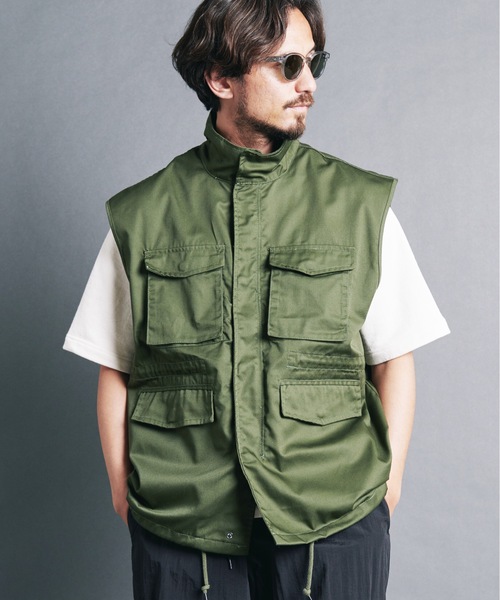 COMMON WARE（コモンウェアー）の「COMMONWARE:TCツイルスタンドカラーM65 ミリタリーベスト（ベスト・レディース・カーキ/ブラック/オフホワイト・XL/L/M）」の3枚目の写真
