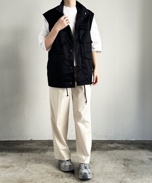 COMMON WARE（コモンウェアー）の「COMMONWARE:TCツイルスタンドカラーM65 ミリタリーベスト（ベスト・レディース・カーキ/ブラック/オフホワイト・XL/L/M）」の14枚目の写真