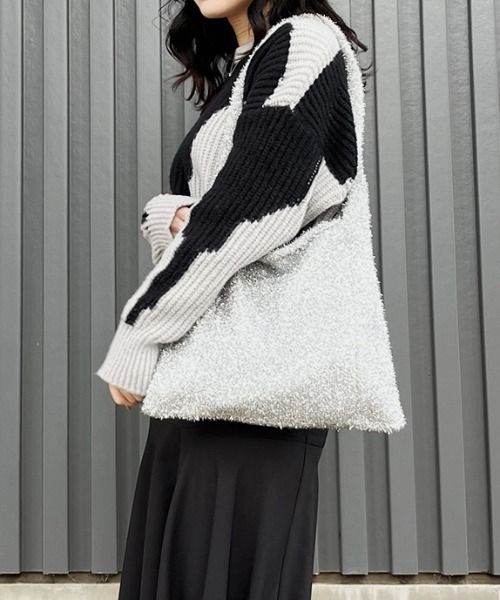 Reurie'（レウリィ）の「【ZOZO限定】ラメシャギーニットトートバッグ