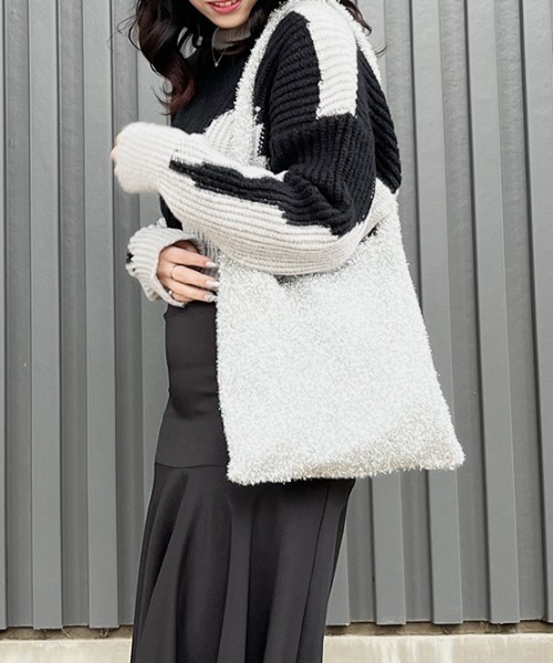 Reurie'（レウリィ）の「【ZOZO限定】ラメシャギーニットトートバッグ