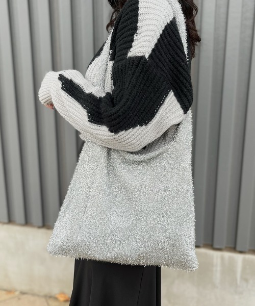 Reurie'（レウリィ）の「【ZOZO限定】ラメシャギーニットトートバッグ