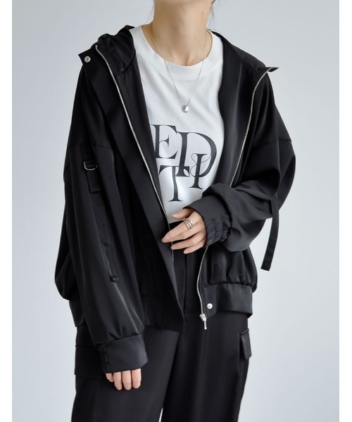 2024SS COLLECTION]サテンフーディージップブルゾン（ブルゾン）｜Re