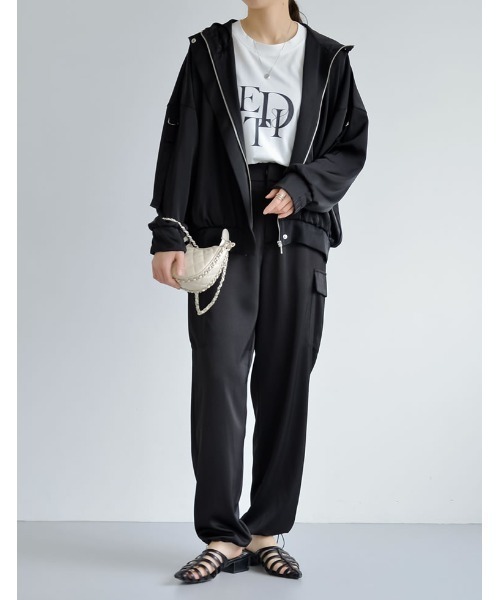 2024SS COLLECTION]サテンフーディージップブルゾン（ブルゾン）｜Re