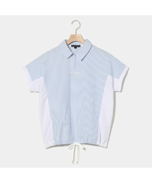 ROSASEN(ロサーセン)の「【Rosasen/GOLF】エコサッカーストライプ半袖シャツ(シャツ/ブラウス・レディース・ベージュ/サックスブルー/ネイビー・42/40)」の3枚目の写真