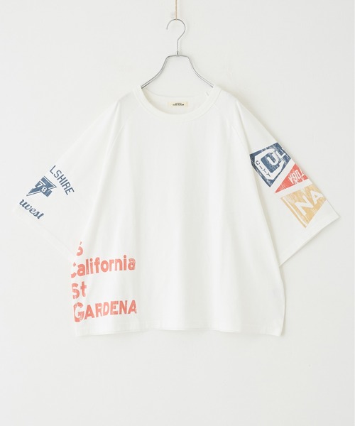 CUBE SUGAR(キューブシュガー)の「パウダー加工カットソー7分袖ラグランビッグTシャツ(Tシャツ/カットソー・レディース・ピンク/マルチ/グリーン/ホワイト/スミクロ・M)」の11枚目の写真