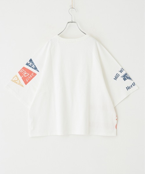 CUBE SUGAR(キューブシュガー)の「パウダー加工カットソー7分袖ラグランビッグTシャツ(Tシャツ/カットソー・レディース・ピンク/マルチ/グリーン/ホワイト/スミクロ・M)」の12枚目の写真
