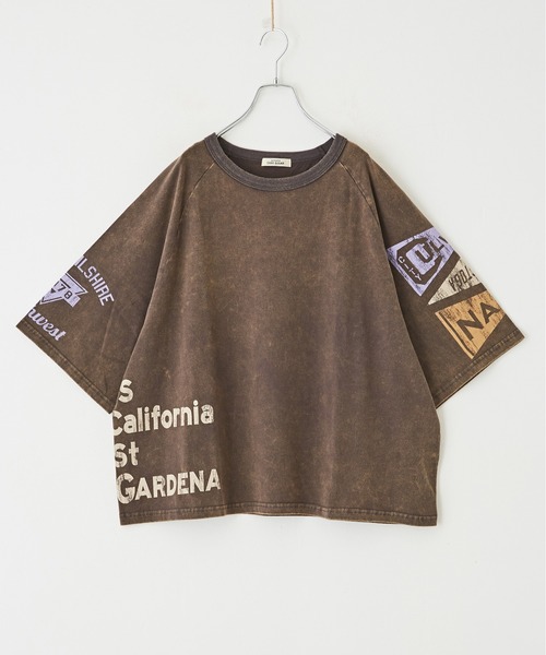 CUBE SUGAR(キューブシュガー)の「パウダー加工カットソー7分袖ラグランビッグTシャツ(Tシャツ/カットソー・レディース・ピンク/マルチ/グリーン/ホワイト/スミクロ・M)」の13枚目の写真