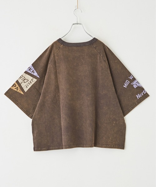 CUBE SUGAR(キューブシュガー)の「パウダー加工カットソー7分袖ラグランビッグTシャツ(Tシャツ/カットソー・レディース・ピンク/マルチ/グリーン/ホワイト/スミクロ・M)」の14枚目の写真