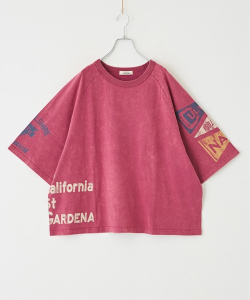 CUBE SUGAR(キューブシュガー)の「パウダー加工カットソー7分袖ラグランビッグTシャツ(Tシャツ/カットソー・レディース・ピンク/マルチ/グリーン/ホワイト/スミクロ・M)」の15枚目の写真