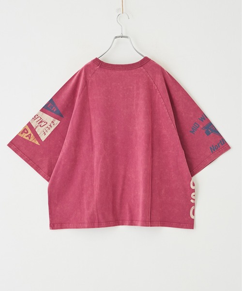 CUBE SUGAR(キューブシュガー)の「パウダー加工カットソー7分袖ラグランビッグTシャツ(Tシャツ/カットソー・レディース・ピンク/マルチ/グリーン/ホワイト/スミクロ・M)」の16枚目の写真