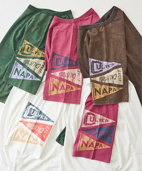 CUBE SUGAR(キューブシュガー)の「パウダー加工カットソー7分袖ラグランビッグTシャツ(Tシャツ/カットソー・レディース・ピンク/マルチ/グリーン/ホワイト/スミクロ・M)」の21枚目の写真