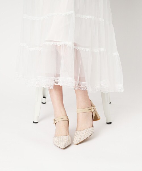 ESPERANZA(エスペランサ)の「アンクルストラップ付ツイードセパレートパンプス 24SS(パンプス・レディース・ホワイト系3/ブラック系2/ベージュ系2/ピンク系7・M/L/LL/S)」の12枚目の写真
