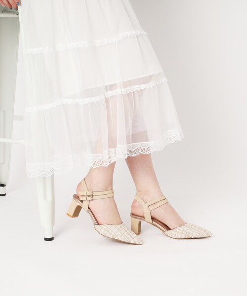 ESPERANZA(エスペランサ)の「アンクルストラップ付ツイードセパレートパンプス 24SS(パンプス・レディース・ホワイト系3/ブラック系2/ベージュ系2/ピンク系7・M/L/LL/S)」の13枚目の写真