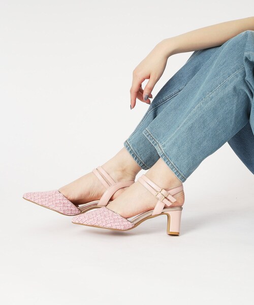 ESPERANZA(エスペランサ)の「アンクルストラップ付ツイードセパレートパンプス 24SS(パンプス・レディース・ホワイト系3/ブラック系2/ベージュ系2/ピンク系7・M/L/LL/S)」の16枚目の写真