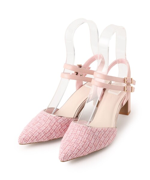 ESPERANZA(エスペランサ)の「アンクルストラップ付ツイードセパレートパンプス 24SS(パンプス・レディース・ホワイト系3/ブラック系2/ベージュ系2/ピンク系7・M/L/LL/S)」の7枚目の写真