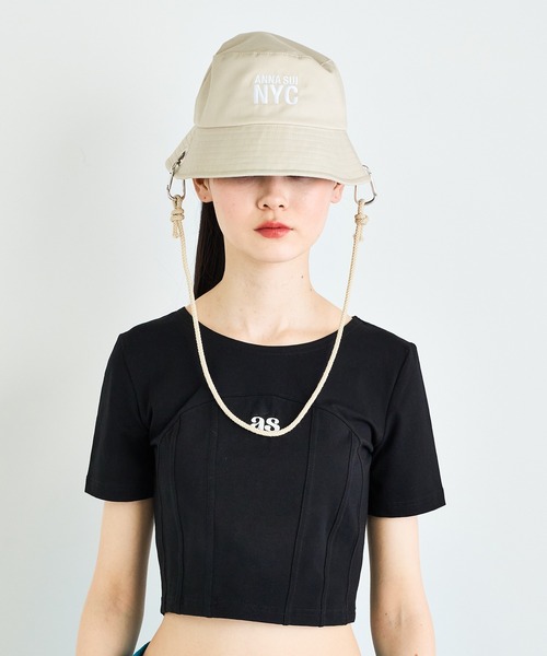 ANNA SUI NYC(アナ スイ エヌ ワイ シー)の「ANNA SUI NYC カラビナツイルハット(ハット・レディース・ブラック/ベージュ・FREE)」の1枚目の写真