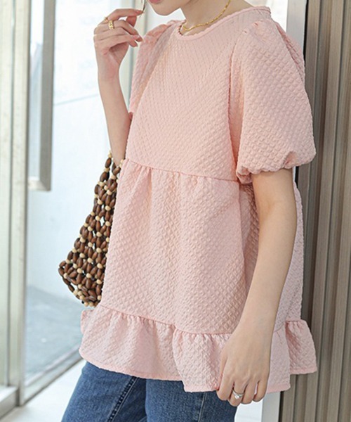 Miniministore(ミニミニストア)の「フレアトップスボリュームス袖 ブラウス夏(シャツ/ブラウス・レディース・ピンク/ホワイト/ブルー/ブラック・L/M)」の4枚目の写真