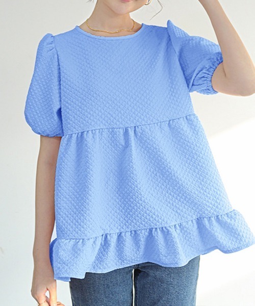 Miniministore(ミニミニストア)の「フレアトップスボリュームス袖 ブラウス夏(シャツ/ブラウス・レディース・ピンク/ホワイト/ブルー/ブラック・L/M)」の3枚目の写真