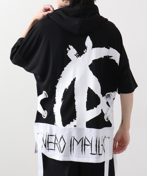 Lace-up dolman T-shirt hoodie — худи с кружевной шнуровкой, унисекс